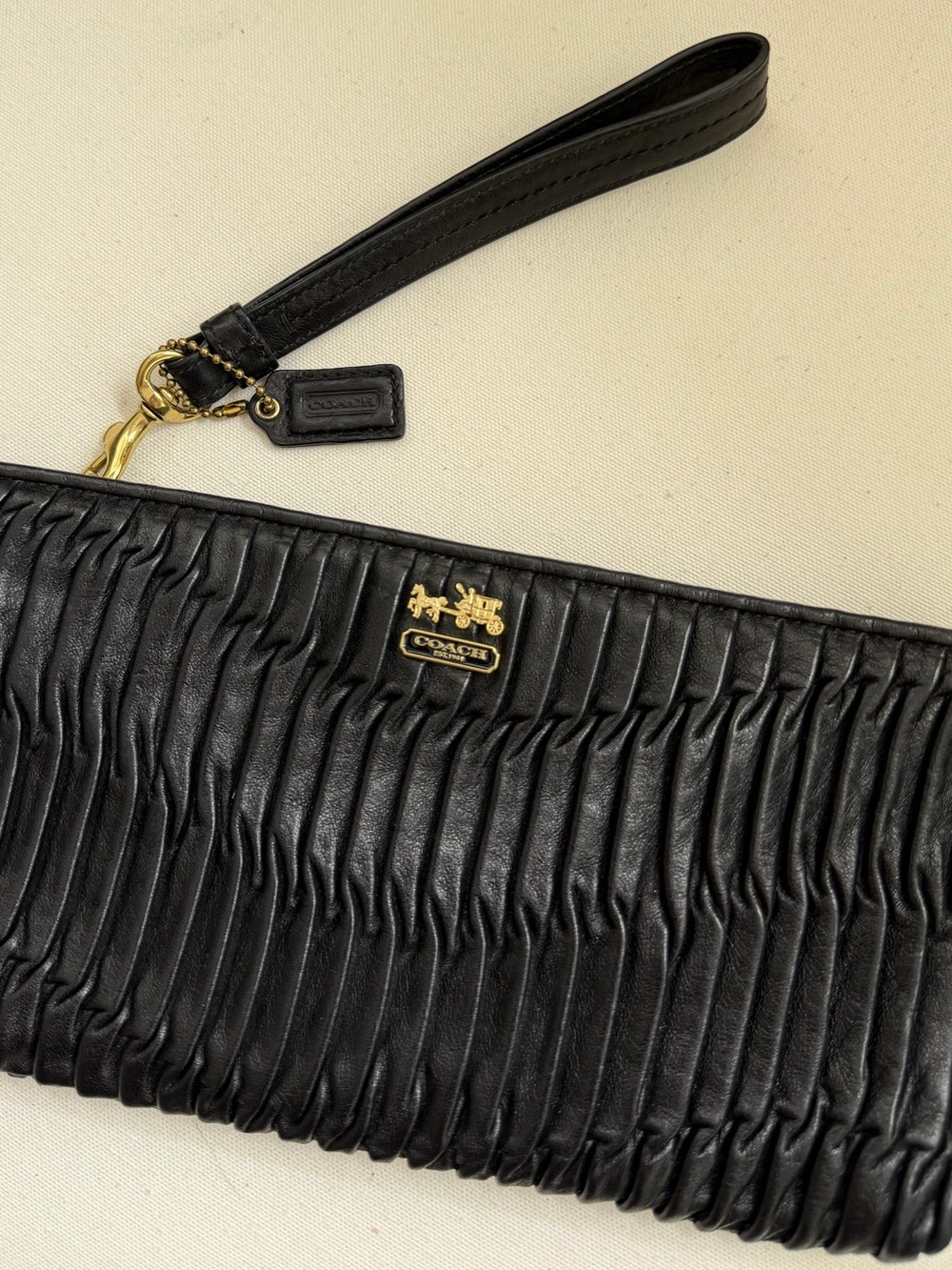 Coach Black Wristlet Wallet with Gold Accents - Picture 3 of 5